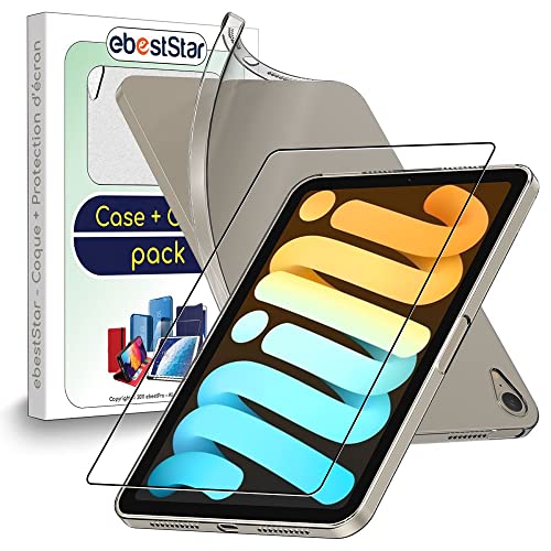 ebestStar - Hülle für iPad Mini 2021 8.3'' (6 gen), Silikon Handyhülle Cover, Klar TPU Schutzhülle, Slim Handy Case, Transparent + Panzer Schutz Glas von ebestStar