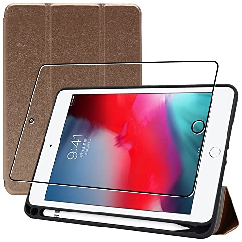 ebestStar - Hülle für iPad Mini iPad Mini 2019 (Mini 5), Mini 4 2015, Slim Smart Cover mit Stifthalter, Schutzhülle Etui Ständer, Gold + Panzer Schutz Glas von ebestStar