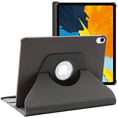 ebestStar - Hülle für iPad Pro 11 (2022, 2021, 2020, 2018), Drehbar Schutzhülle, PU-Lederhülle, Rotierende Ständer Etui, Rotating Case Cover, Grau von ebestStar