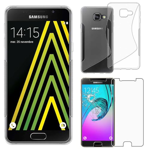 ebestStar - kompatibel mit Samsung Galaxy A5 2016 Hülle SM-A510F TPU S-line Style Silikongel Handyhülle, Schutzhülle Case Cover, Transparent + Panzer Schutz Glas von ebestStar