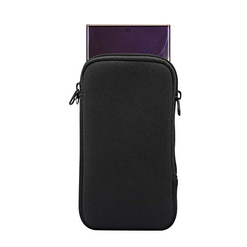 ebuymore Neopren-Handytasche mit Reißverschluss für Samsung Galaxy S23 Ultra S22 Ultra S22+ S21 Ultra S21+ S20 Ultra S20 FE S20+ S10 Plus A33 5G A54 A13 A31 A52 A53 A14 A03s A04 A23 (Schwarz) von ebuymore