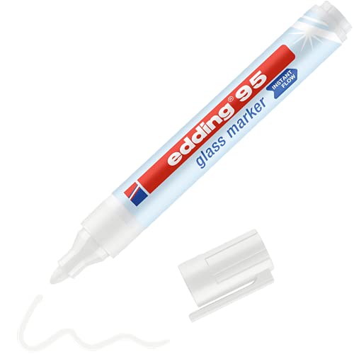 edding 95 Glasmarker - weiß - 1 Stift - Rundspitze 1,5-3 mm - zum Schreiben und Markieren auf Glasoberflächen wie Fenster, Glasboards, Whiteboards - trocken abwischbar edding 95 Glasmarker - weiß - 1 Stift - Rundspitze 1,5-3 mm - zum Schreiben und Markieren auf Glasoberflächen wie Fenster, Glasboards, Whiteboards - trocken abwischbar von edding
