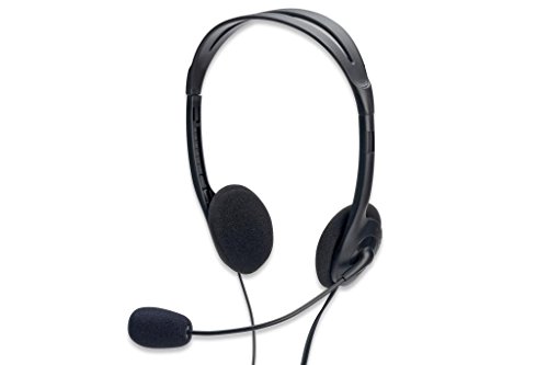 Ednet Stereo PC Headset Lautstärkeregler, 3,5mm Stereostecker, Kopfhörer: 20Hz-20kHz, Mikro: 30Hz-16kHz Kabellänge 1,8m, schwarz von ednet