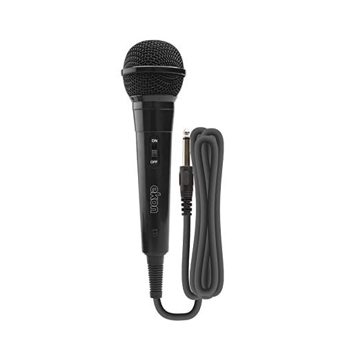 Ekon kabelgebundenes Mikrofon, 6,35mm Klinkenstecker, 3 Meter, 50dB+/-3dB, Faltenschutz für Mischpulte, Karaoke, Lautsprecher, HiFi-Anlagen von ekon