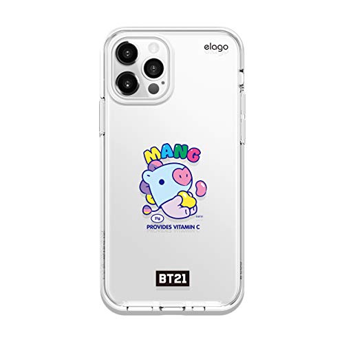 elago BT21 Hybrid Clear Hülle Kompatibel mit Apple iPhone 12 Pro, Kompatibel mit iPhone 12, Kompatibel mit MagSafe Ladegerät - Dauerhafte PC Rückseite [Offizielle Handelsware] (MANG) von elago