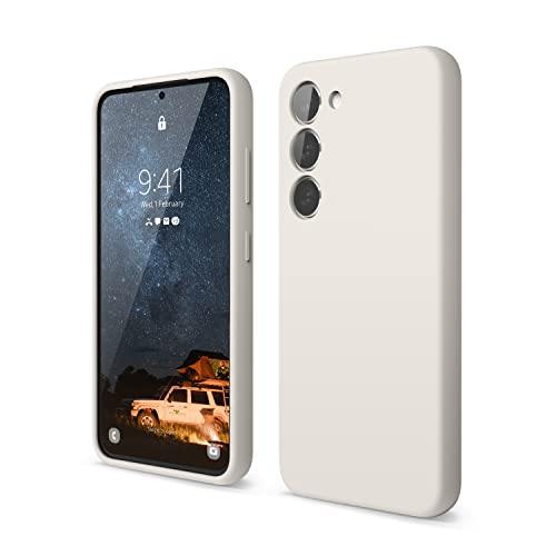 elago Flüssiges Silikon Hülle Kompatibel mit Samsung Galaxy S23 Case Cover, Premium Silikon, Ganzkörperschutz - 4 Schichten Stoßfeste Handyhülle, Kratzfestes weiches Mikrofaserfutter (Taupe) von elago