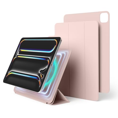 elago Magnetic Folio Case für iPad Pro 11 Zoll Cover (M4) - Rückwand kann an Metallmaterialien befestigt Werden, Wake/Sleep Funktion, Kompatibel mit Apple Pencil 2 (Sandrosa) von elago