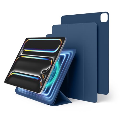 elago Magnetic Folio Case für iPad Pro 13 Zoll Cover (M4) - Rückwand kann an Metallmaterialien befestigt Werden, Wake/Sleep Funktion, Kompatibel mit Apple Pencil 2 (Blau) von elago