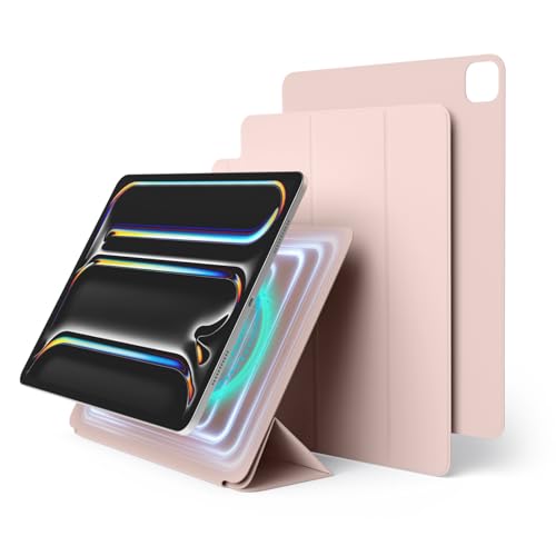 elago Magnetic Folio Case für iPad Pro 13 Zoll Cover (M4) - Rückwand kann an Metallmaterialien befestigt Werden, Wake/Sleep Funktion, Kompatibel mit Apple Pencil 2 (Sandrosa) von elago