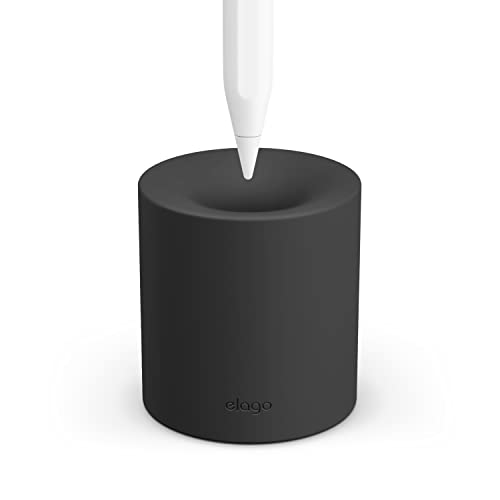 elago Silikonständer Kompatibel mit Apple Pencil Pro, Apple Pencil (1st & 2nd Gen), Apple Pencil (USB-C) und jedem Tablet-Stylus mit oder ohne Bleistifttasche oder -hülse, Schutz der Spitze (Schwarz) von elago