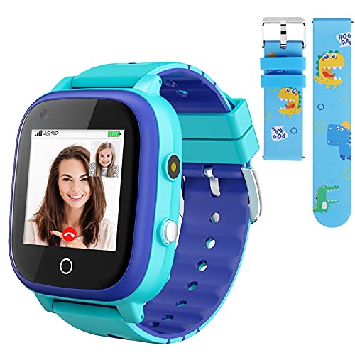 4G Smartwatch für Kinder, Wasserdicht Kinder Smartwatch mit GPS-Tracker, Anruf, Alarm, Schrittzähler, Kamera, SOS, Touchscreen WLAN Bluetooth Armbanduhr Jungen Mädchen (Blau- T5) von ele ELEOPTION