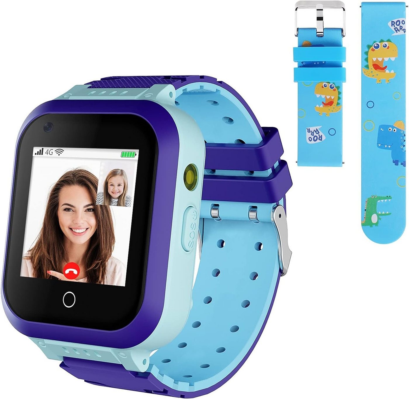 ele eleoption Smartwatch (4G), wasserdichte Kinderuhr mit GPS Position Kamera SOS Anruf Schrittzähler von ele eleoption