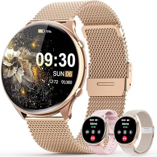 elfofle Smartwatch Damen mit Telefonfunktion, 1,39" TFT HD Touchscreen, IP67 Wasserdicht mit 120 Sport SpO2 Pulsuhr Menstruationszyklus Schlafmonitor,Armbanduhr für iOS Android Rosa Gold von elfofle