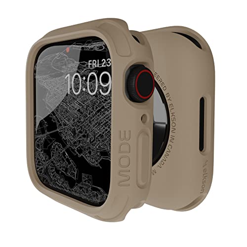 elkson Kompatibel mit Apple Watch 45 mm Bumper-Hülle, Quattro Serie Rugged Case für Apple Watch und iWatch Series 8 7, langlebige Schutzhülle in Militärqualität, flexibel, stoßfest, Hellbraun von elkson