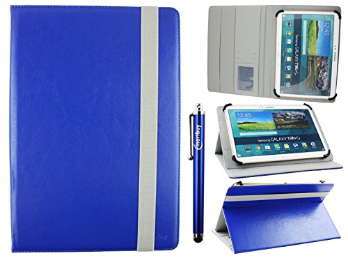 emartbuy Universal 10-11 Zoll Royal Blue Multi Angle Folio Wallet Case Cover mit Kartenfächern, grauem Gummiband und Eingabestift, kompatibel mit den unten aufgeführten von emartbuy