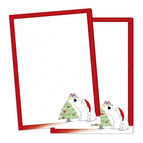 2 x Schreibblock/Briefblock "EISBÄR" DIN A5 (liniert 50 Blatt) / Briefpapier Kinder/Briefpapier für Kinder/Briefblock/Weihnachtsbriefpapier von emufarm