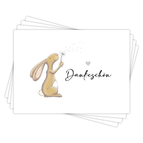 Karte "DANKESCHÖN" Hase Hamlet - Postkarte/Dankeskarte DIN A6, einfach mal Danke sagen (4 Karten) von emufarm