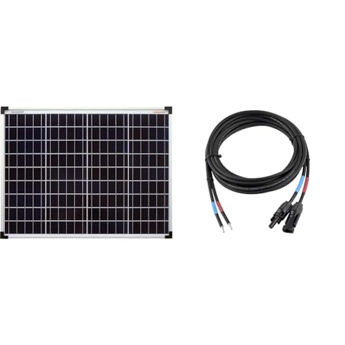 enjoy solar Poly 50W 12V Polykristallines Solarpanel Solarmodul Photovoltaikmodul ideal für Wohnmobil, Gartenhäuse, Boot& 4mm² Profi-Verbindungskabel Solarmodul zu Solarladeregler Anschlusskabel 3m von enjoy solar