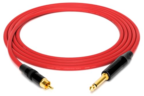 enoaudio Mogami 2534 Quad Professionel Studio Kabel | Neutrik Gold Cinch RCA - 6,3mm TS klinke | HiFi, Red, 1,5 m von enoaudio