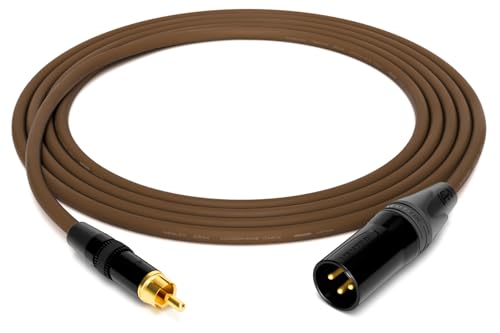 enoaudio Mogami 2534 Quad Professionel Studio Kabel | Neutrik Gold Cinch RCA - XLR male | HiFi, Brown, 5,0 m von enoaudio