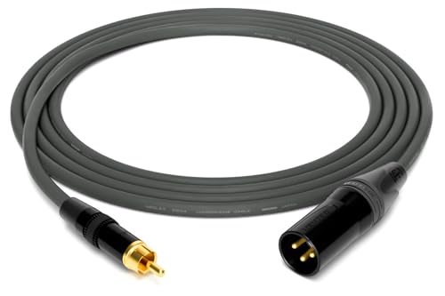 enoaudio Mogami 2534 Quad Professionel Studio Kabel | Neutrik Gold Cinch RCA - XLR male | HiFi, Grey, 5,0 m von enoaudio