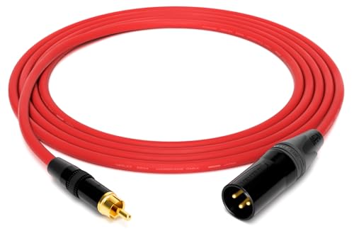 enoaudio Mogami 2534 Quad Professionel Studio Kabel | Neutrik Gold Cinch RCA - XLR male | HiFi, Red, 10 m von enoaudio