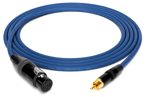 enoaudio Mogami 2534 Quad Professionel Studio Kabel | Neutrik Gold XLR female - Cinch RCA | HiFi, Blue, 0,5 m von enoaudio