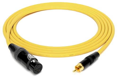 enoaudio Mogami 2534 Quad Professionel Studio Kabel | Neutrik Gold XLR female - Cinch RCA | HiFi, Yellow, 2,0 m von enoaudio