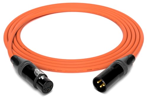 enoaudio Mogami 2534 Quad Professionel Studio Kabel Symmetrische Mikrofon | Neutrik Gold XLR female - XLR male | HiFi, Orange, 15 m von enoaudio