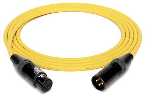 enoaudio Mogami 2534 Quad Professionel Studio Kabel Symmetrische Mikrofon | Neutrik Gold XLR female - XLR male | HiFi, Yellow, 15 m von enoaudio