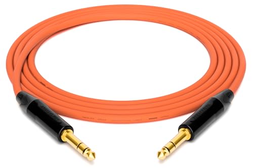 enoaudio Mogami 2534 Quad Professionel Studio Kabel Symmetrische | Neutrik Gold 6,3mm TRS klinke | HiFi, Orange, 0,5 m von enoaudio