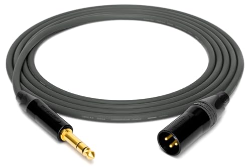 enoaudio Mogami 2534 Quad Professionel Studio Kabel Symmetrische | Neutrik Gold 6,3mm TRS klinke - XLR male | HiFi, Grey, 2,0 m von enoaudio