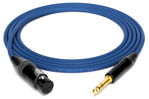 enoaudio Mogami 2534 Quad Professionel Studio Kabel Symmetrische | Neutrik Gold XLR female - 6,3mm TRS klinke | HiFi, Blue, 2,0 m von enoaudio