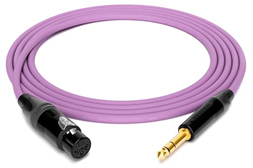 enoaudio Mogami 2534 Quad Professionel Studio Kabel Symmetrische | Neutrik Gold XLR female - 6,3mm TRS klinke | HiFi, Purple, 1,5 m von enoaudio