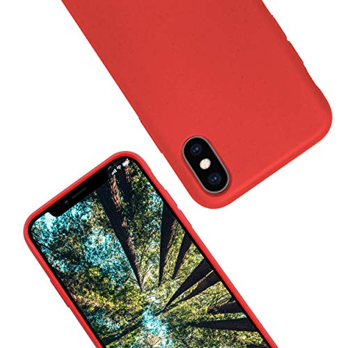 eplanita Bio iPhone XS/X Hülle, Biologisch Abbaubar Pflanzenfaser und weiche TPU, Drop-Schutz-Abdeckung, Umweltfreundlich Null Müll (iPhone XS/X, Rot) von eplanita