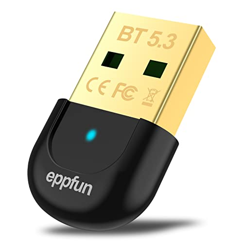 eppfun USB Bluetooth 5.3 Adapter Dongle für PC Laptop Desktop Computer, Bluetooth Audio Transmitter, für Maus, Tastatur, Kopfhörer, unterstützt Windows 11/10/8.1, Plug & Play von eppfun