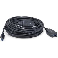 EQUIP 133347 Aktive USB 3.0 Verlängerungskabel, M/F, 10m, 5Gbps, Schwarz von equip