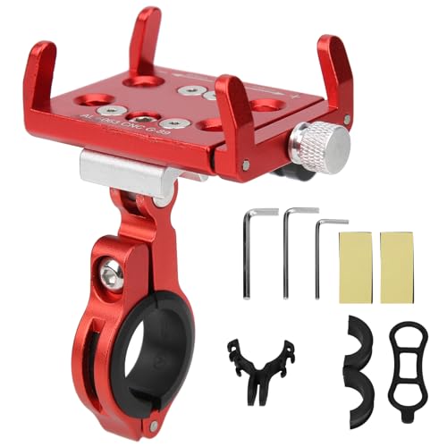 equlup Fahrräder Telefonklasse, G-89 Kamera Navigation Bracket Mobiltelefonhalter Klauenhaken Design Silikonpolster Stand für Fahrräder Elektromotorrad (Red) von equlup