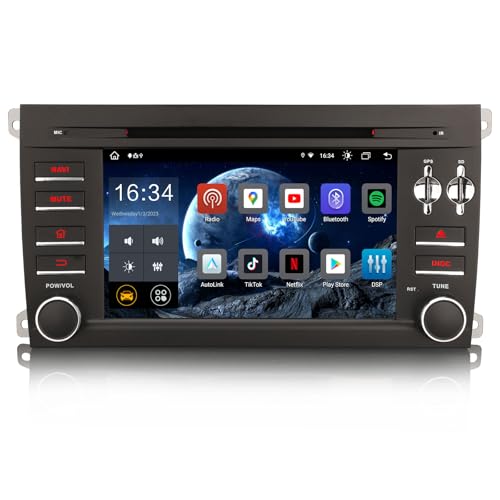 Erisin 7 Zoll 8-Kern 4GB RAM+64GB ROM Android 13 Autoradio Bluetooth GPS Navigation Für Porsche Cayenne Unterstützt Kabelloses CarPlay Android Auto DSP WiFi DAB+ RDS OBD2 CD Player Canbus Touchscreen von erisin