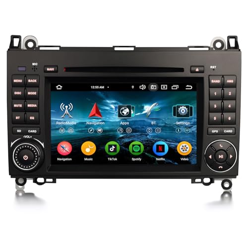 Erisin 8-Kern 4GB+64GB Android 13 Autoradio CarPlay GPS Navigation für Mercedes A/B-Klasse W169 W245 Viano Vito Sprinter VW Crafter 7 Zoll Bluetooth Android Auto WiFi DSP DAB+ USB RDS OBD2 CD Player von erisin