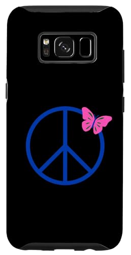 Hülle für Galaxy S8 Hübsches blaues Peace-Zeichen mit rosa Schmetterling. von es designs