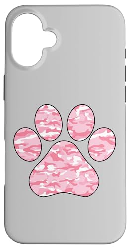 Hülle für iPhone 16 Plus Pfotenabdruck, Pink, Camo von es designs