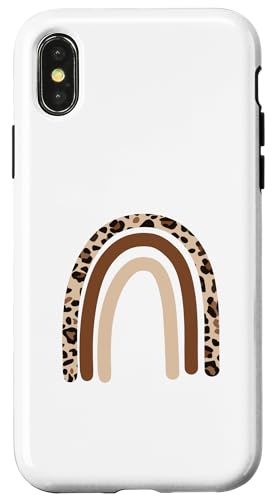 Hülle für iPhone X/XS Leopardenmuster Boho Rainbow von es designs