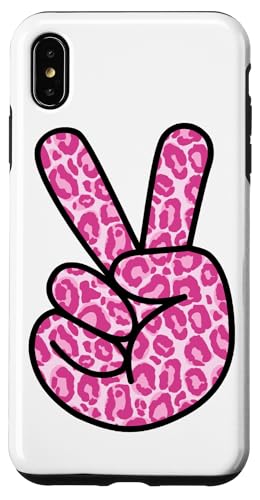 Hülle für iPhone XS Max Pink Leopard Peace Zeichen Hand von es designs