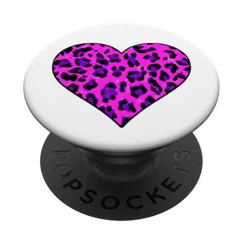 Rosa / Violett / Schwarz mit Leopardenmuster PopSockets Klebender PopGrip von es designs