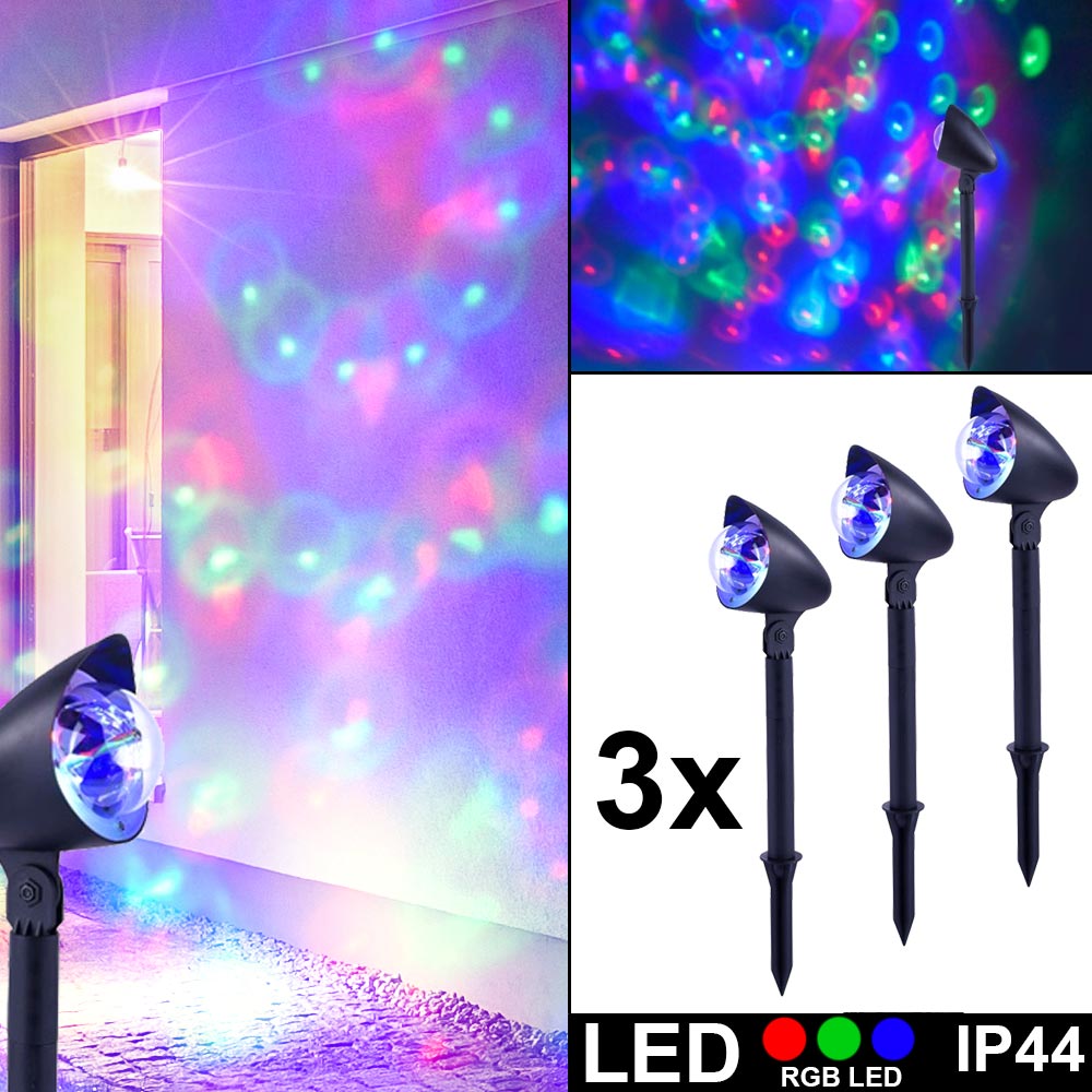 3er Set RGB LED Stecklampe, Erdspieß, Farbwechsler, H 45,5 cm von etc-shop