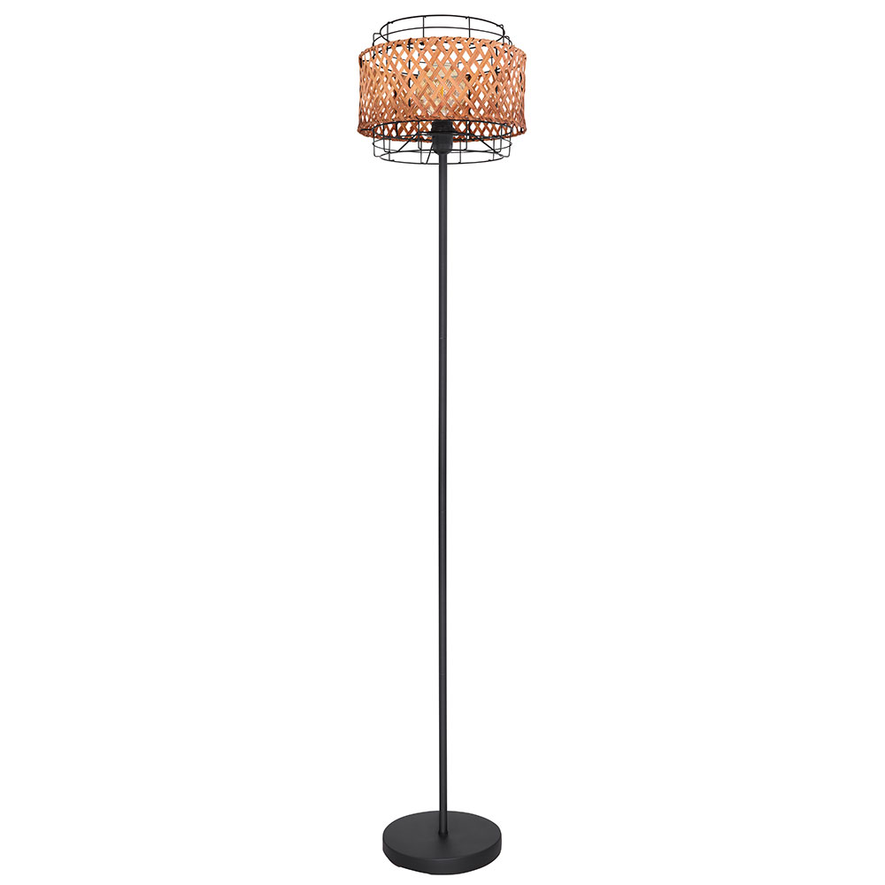 Boho Stehlampe, Käfig, Bambusgeflecht, schwarz, H 151 cm von etc-shop