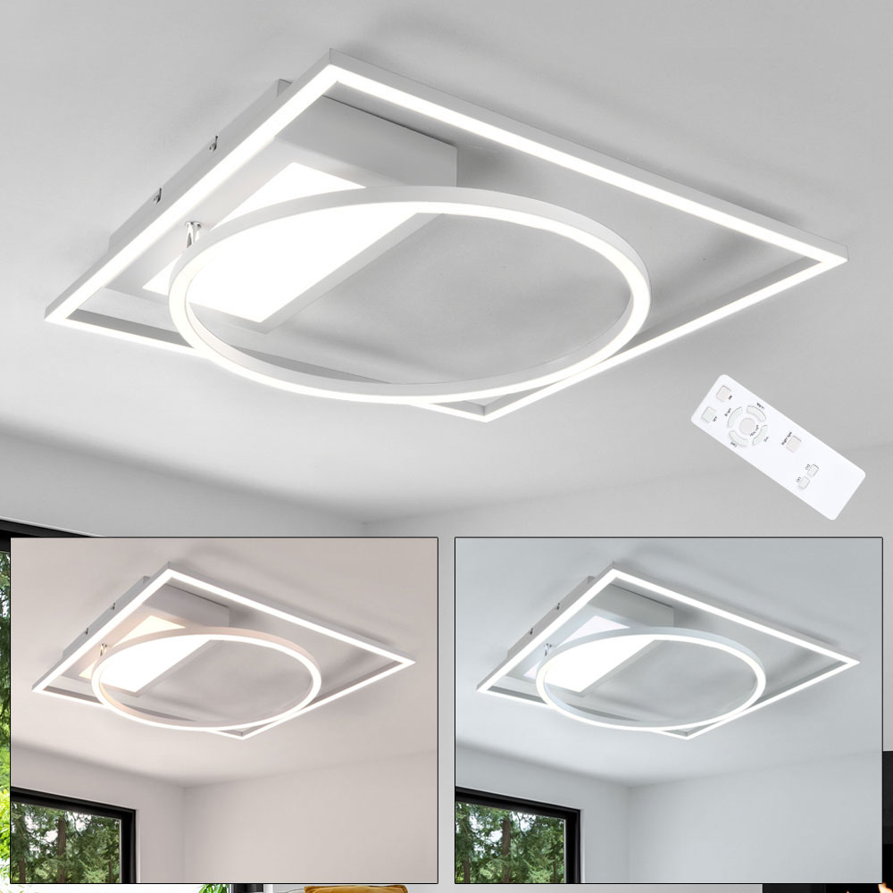 LED Deckenleuchte, weiß, dimmbar, Fernbedienung, 64 cm von etc-shop