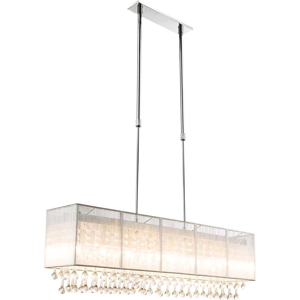 LED Hängeleuchte, Kristalle, Seide, silber, H 120 cm von GLOBO LIGHTING