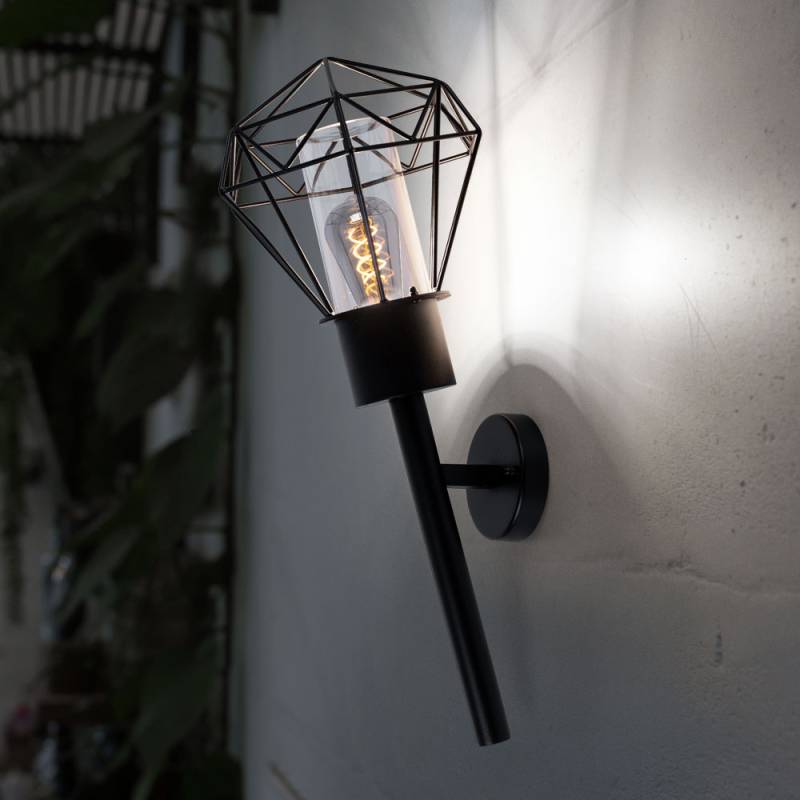 Wandlampe, Fackel, Gitter Design, schwarz H 28,5 cm von etc-shop